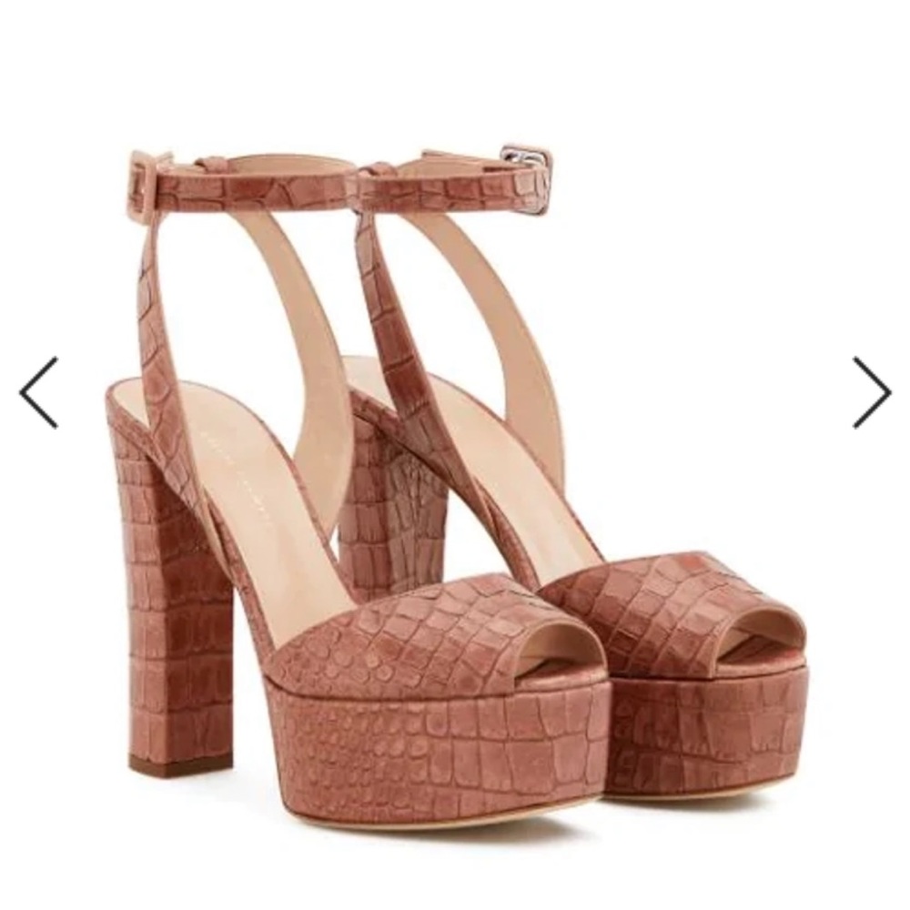 Giuseppe Zanotti Croc Embossed Platform Sandals - Size 39
